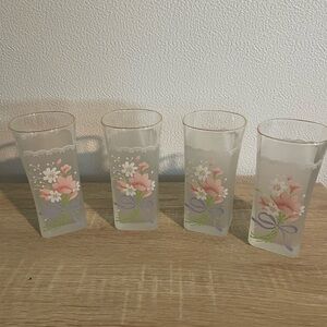 Floral Glass Tumblers Set